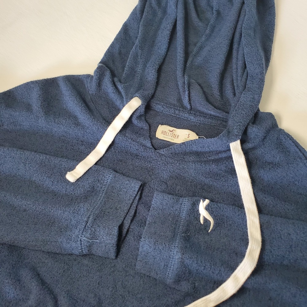 Y2K‎ Hollister Hoodie Blue Long Sleeve Lightweight Pullover Knit 00s